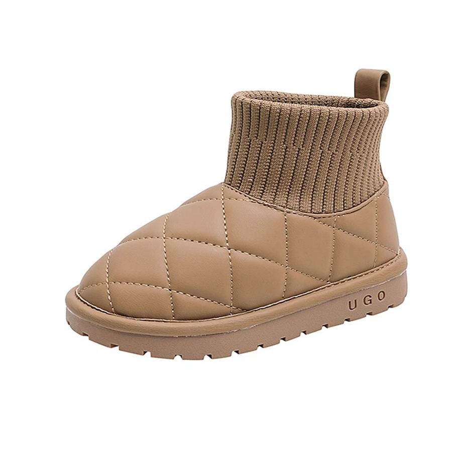 Tongku lapin imperméable neige B chaussures en coton pour enfants 2023 hiver nouvelles filles coton B peluche deux chaussettes en coton_voghion.com