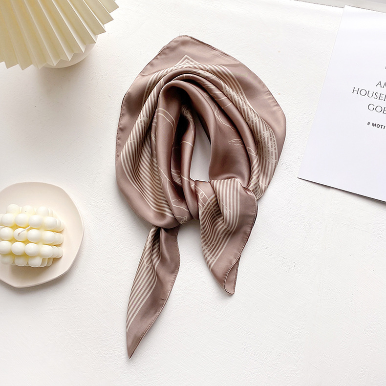 Champagne Color Silk Satin Scarf display picture 2