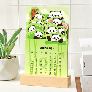 New 2025 Cartoon Panda Desk Calendar Desktop Small Ornaments Calendar Primary School Pupils Pus Card Memo Plan
