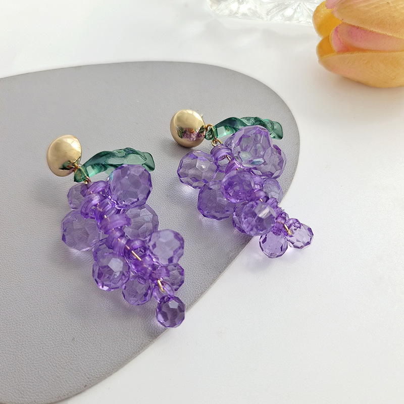 Sweet Fruit Grape Alloy Beaded Women's Drop Earrings 1 Pair display picture 1