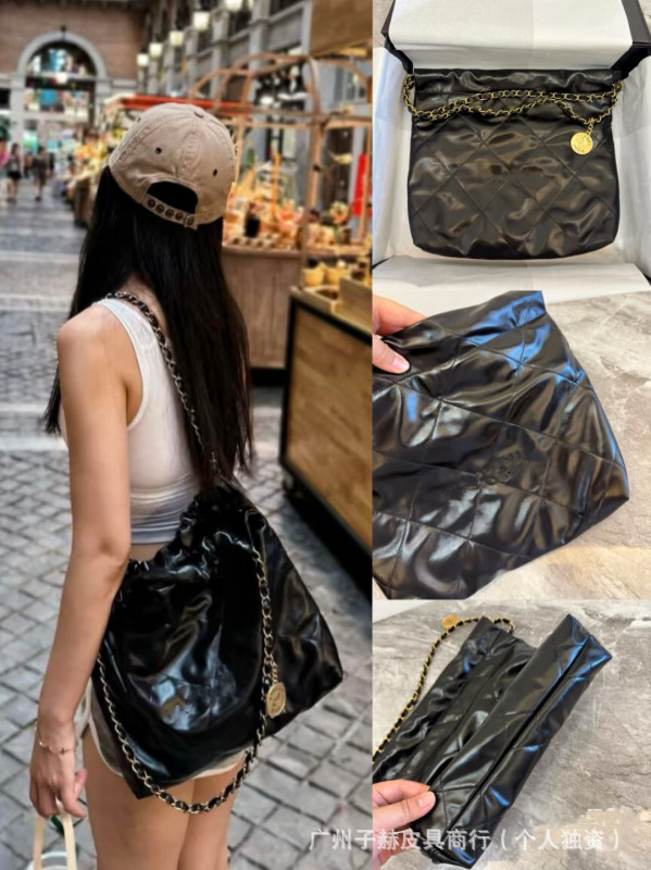 原厂皮小香风22bag垃圾袋迷你子母链条菱格托特购物袋单肩斜挎包|undefined