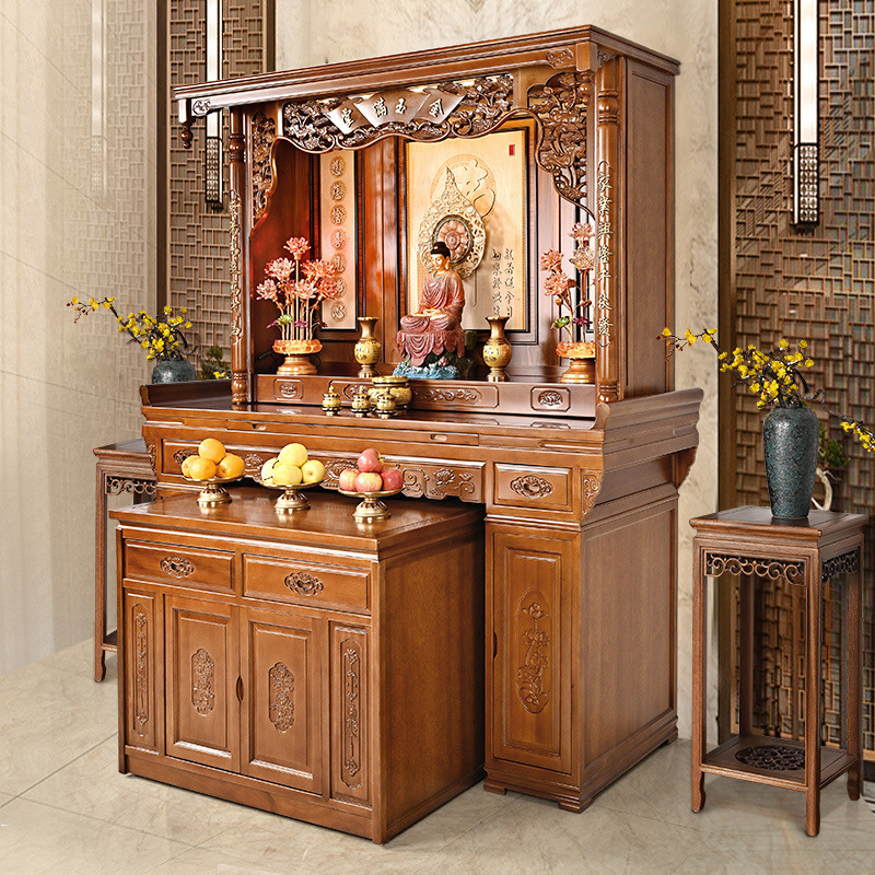 Walnut Solid Wood Offering Table, Incense Altar, Home Buddhist Cabinet, Living Room, New Chinese Style Standing Cabinet, Modern Tribute Table, Altar Cabinet
