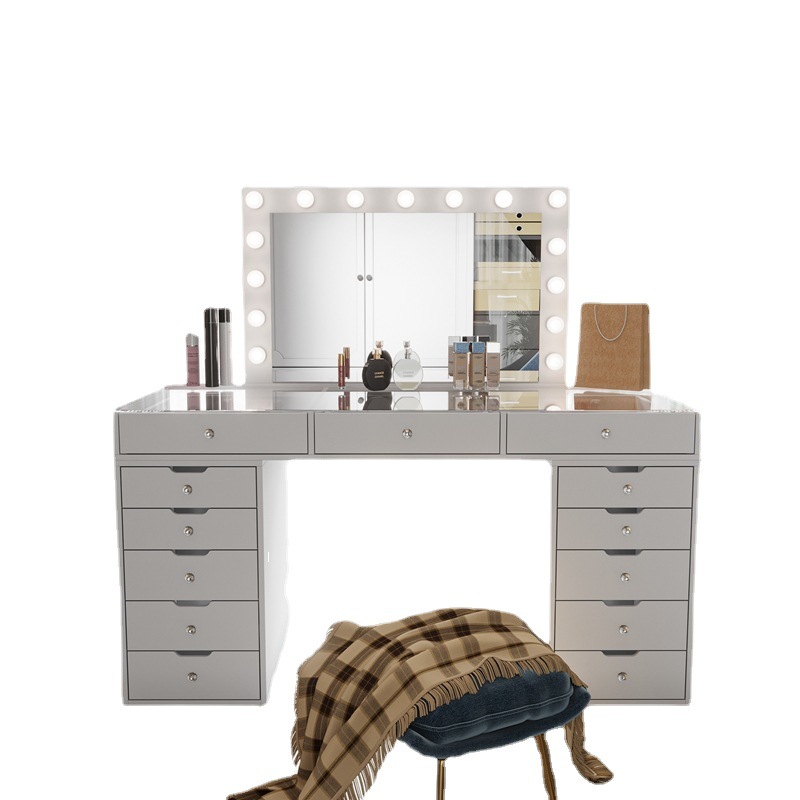 Tocador dormitorio moderno simple armario de almacenamiento integrado mesa de maquillaje de lujo ligero con espejo ligero pequeño tocador