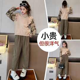 女童套装春秋季2025新款儿童洋气秋装女孩毛衣灯芯绒裤时尚两件套
