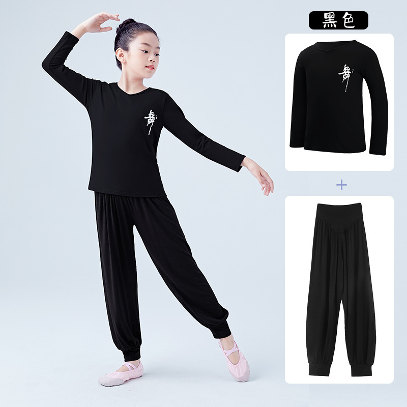 Negro-manga larga (Dance Top + Pantalones harem)