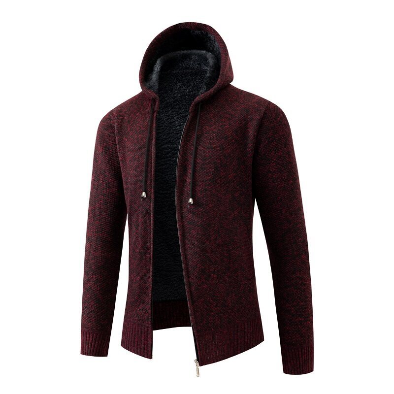 Herren Kapuzenstrickjacke Aus Fleece Für Herbst Und Winter_voghion.com
