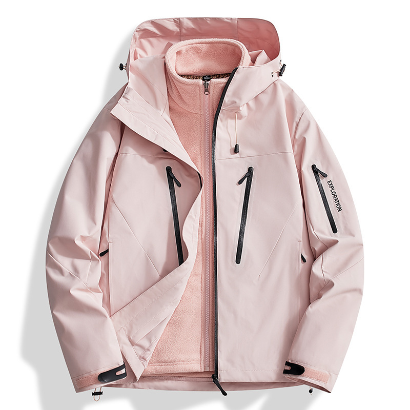 鳥家同型ジャケット、カスタムロゴ刺繍入り、3in1登山服、防風防水、裏起毛ジャケット、男女兼用|undefined
