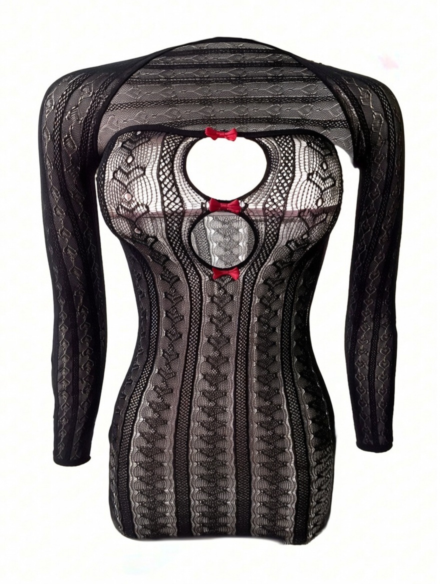 Body de Red Sexy Ajustado para Mujer de Nylon, con Estampado de Corazón, para Citas