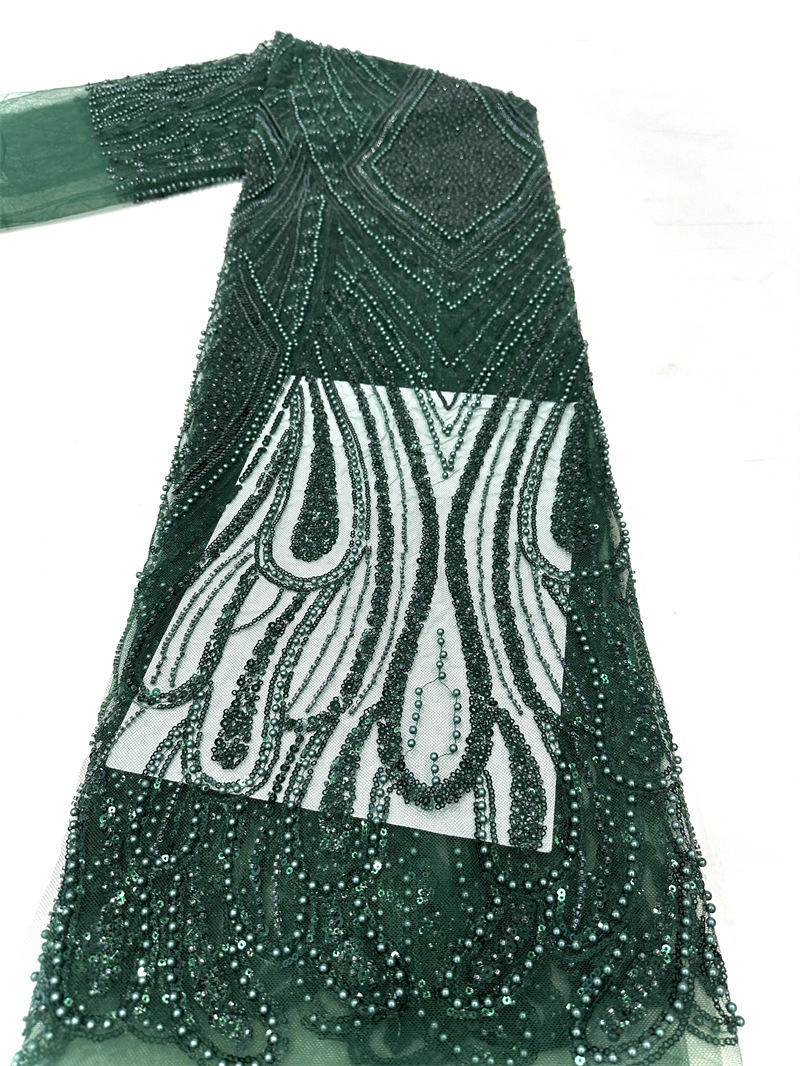 Gorgeoso hilo de malla sequinilla tubo de perlas bordado tela vestido de boda moda falda de moda tela comercio exterior spot transfronterizo