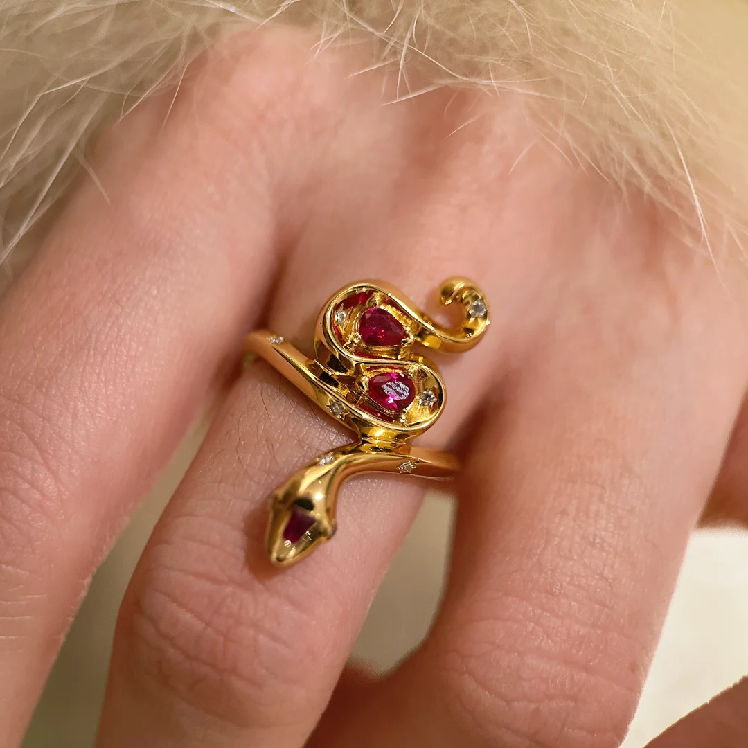 7g Weight Open Rings Classification 1 Piece Quantity Casual, Daily Occasion Copper Material Snake Pattern All Seasons Season Women's Gender Chinoiserie, Vintage Style Style Wholesale Jewelry Chinoiserie Vintage Style Snake Copper Open Rings 3