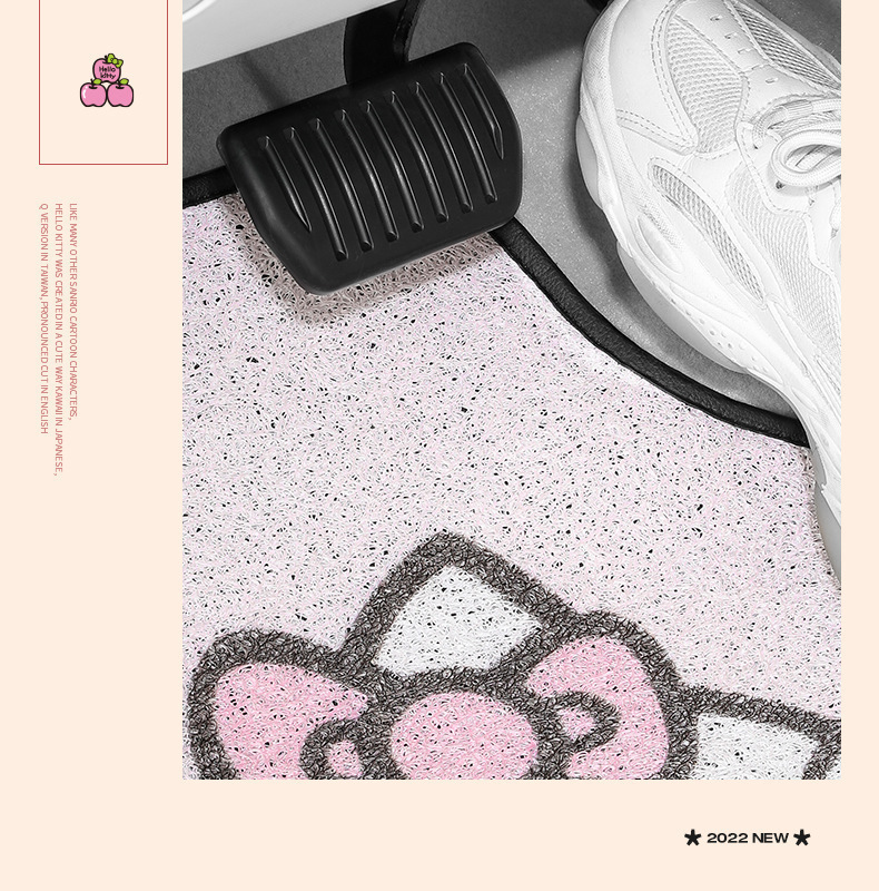 Hellokitty Car Wire Loop Floor Mat for Driver's Seat, Universal, Easy to Clean, Car Interior Carpet Mat, Protective Mat