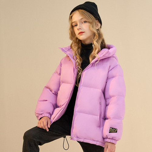  Winter New Children's Clothing Down Jacket Medium and Large Children's White Duck Down Korean Style Thickened Black Gold Bread Jacket Top