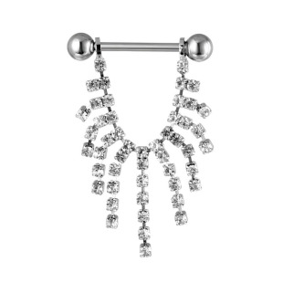 New medical steel puncture jewelry Europe and the United States multi-diamond tassel milk chain breast ring milk nail wholesale