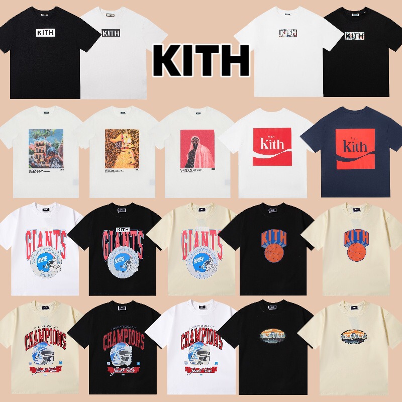 Cross-Border Summer Kith Classic Small Logo Godfather Coke Collaboration Simple Fashion Couple Unisex Short-Sleeve T-Shirt