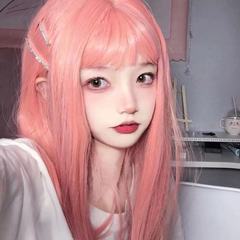 New Women's Long Straight Pink Cosplay Japanese Youthful Lolita Natural Girl Full Head Wig Factory Drop Shipping