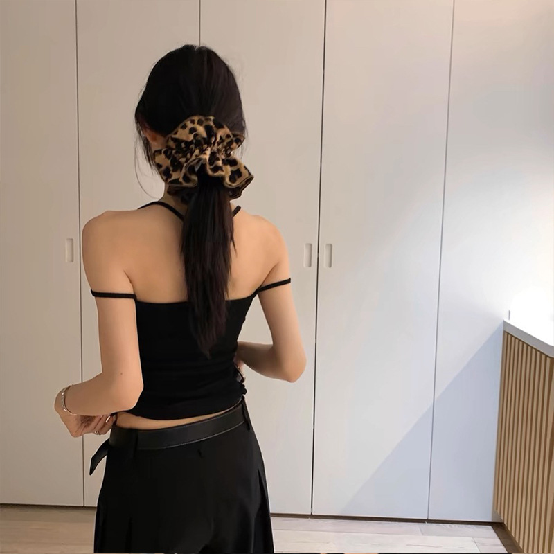 Red leopardo anillo de cabello intestinal de verano nuevo estilo de alta sensación de cabello de cola de caballo adornamiento de cabello