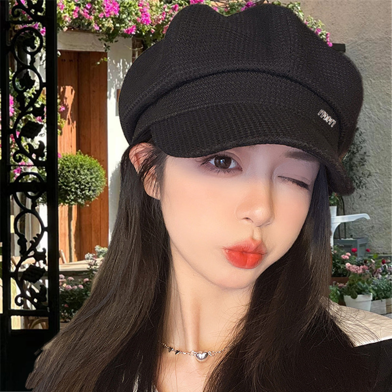 秋冬新款毛呢八角贝雷帽子女网红画家帽鸭舌帽小众潮款百搭显脸小|undefined