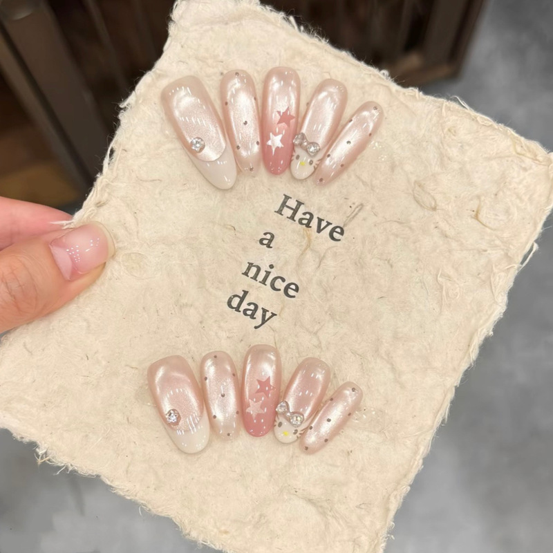 【Sweet Summer】Purely Handmade Wearable Nails, Luxurious High-End Cat Eye Effect, Whitening Wearable Handmade Nail Stickers Wholesale 【Sweet Summer】Purely Handmade Wearable Nails, Luxurious High-End Cat Eye Effect, Whitening Wearable Handmade Nail Stickers Wholesale