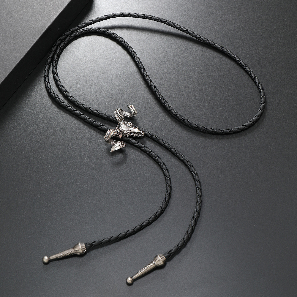 Men's Gender Retro Cattle Eagle Pu Leather Alloy Men's Bolo Tie Necklaces