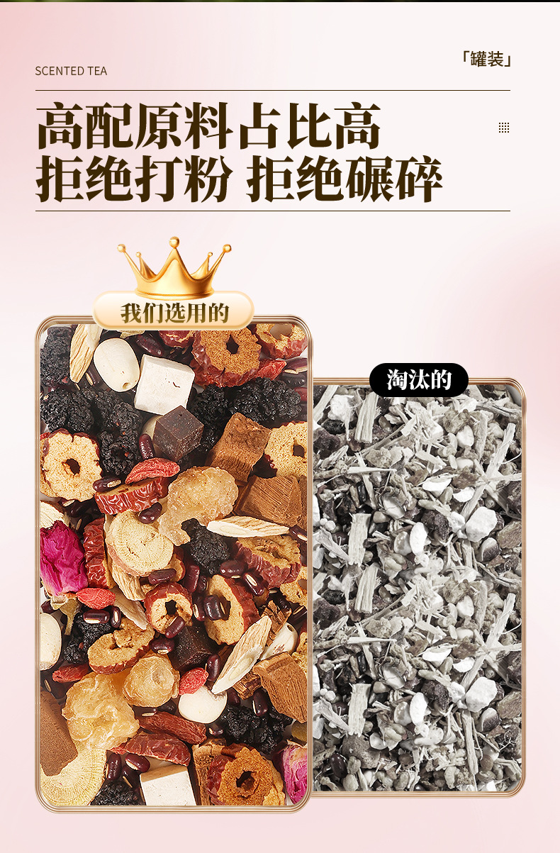 Astragalus Donkey-Hide Gelation Queen Tea 15 Cups 270g Herbal Blend with Red Dates Goji Longan Rose quality and texture