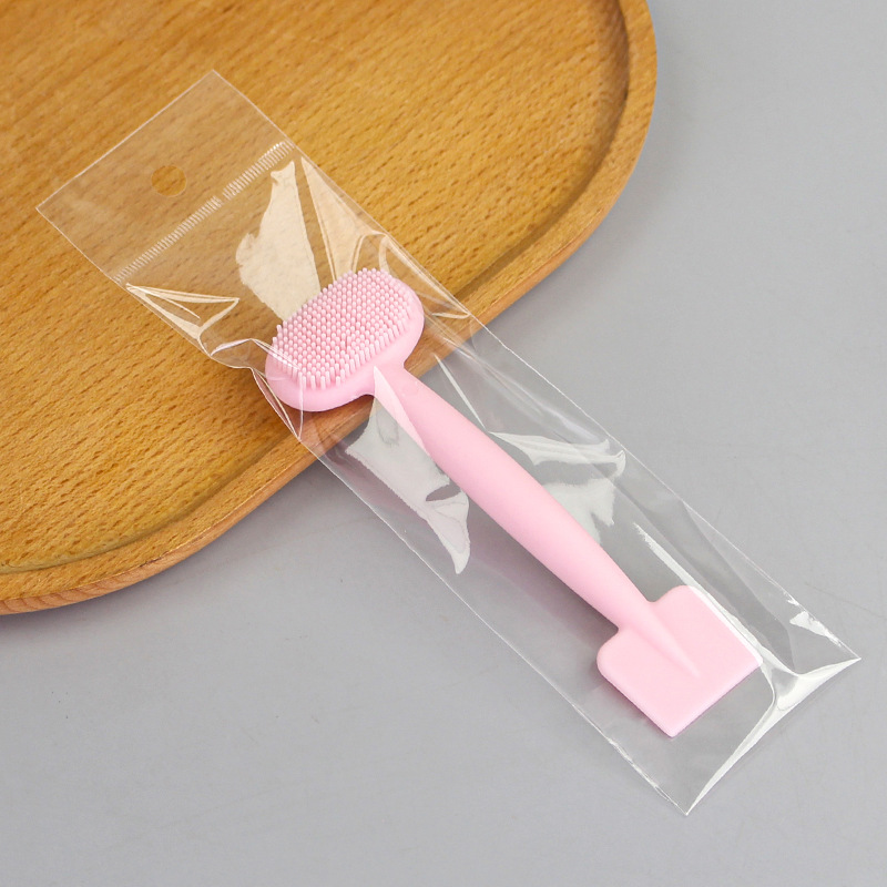 Horizontal spatula head facial cleansing brush: Pink