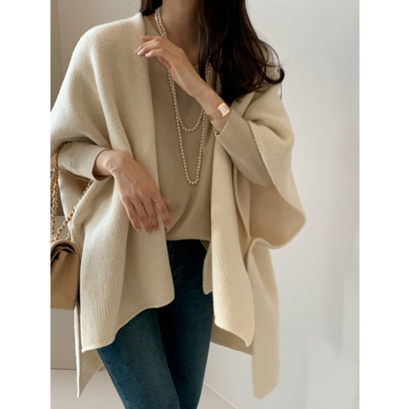 Corea del Sur Dongdaemun perezoso viento de punto chaqueta de chal de mujer ocio temperamento suave suéter de cashmere abrigo