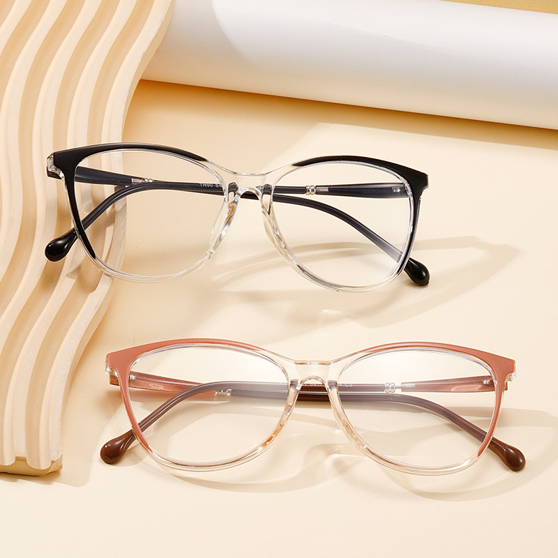 CS8401TR Blue Light Blocking Glasses Frame with Cat-Eye Square Design, Available for Prescription, Business Style, Ultra-Lightweight