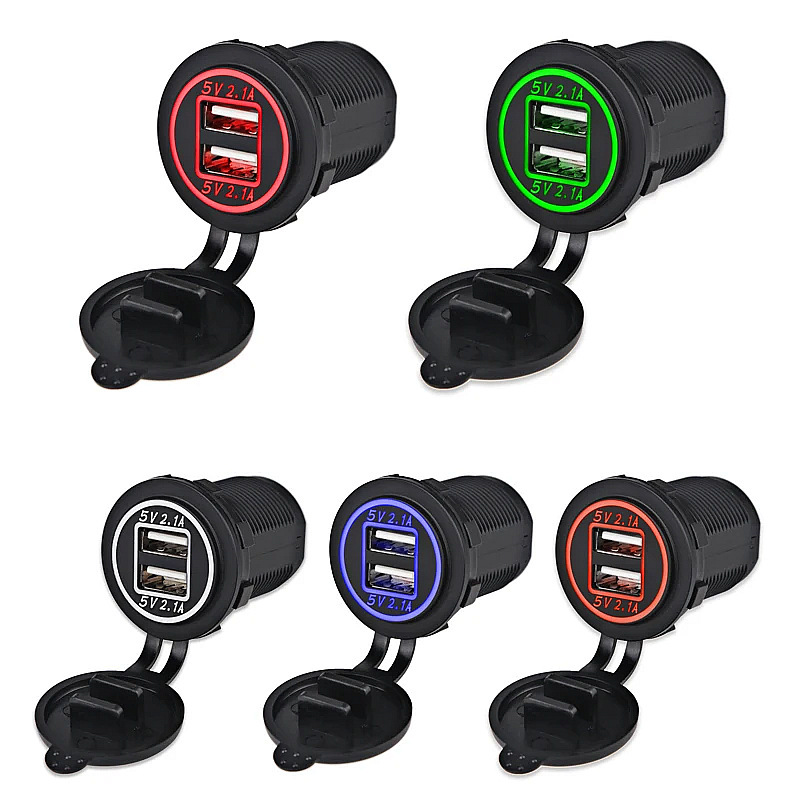 Hot-Selling Car Charger Dual USB Car Motorcycle Universal Waterproof Fast Charger 4.2A Adapter