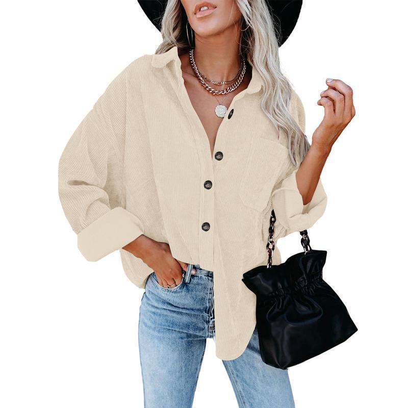 B7776 Dropshipping Aliexpress Cross-Border New Style Women's Casual Plus Size Shirt Jacket Long Sleeve