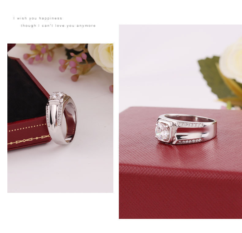 Live-Übertragung Neuer amerikanischer D-Farbe Moissanite Diamant pt950 Einfacher 1-Karat-Mikro-Set Herrenring_voghion.com