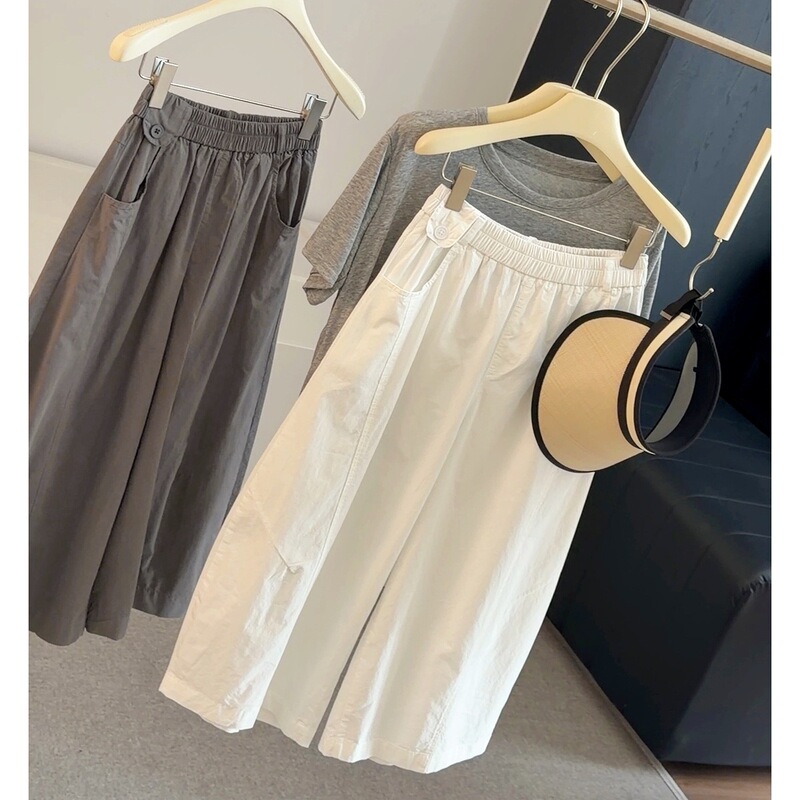 Japanese-Style Petite Casual Wide-Leg Pants for Women, Summer Pear-Shaped Body, Loose Fit, Slimming, Versatile, Cropped Straight Balloon Pants Japanese-Style Petite Casual Wide-Leg Pants for Women, Summer Pear-Shaped Body, Loose Fit, Slimming, Versatile, Cropped Straight Balloon Pants