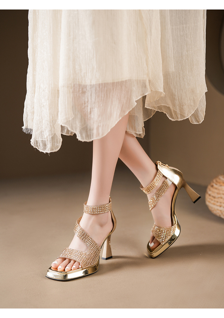 Y5751 Sommerliche französische Strass-Sandalen mit offener Zehenpartie, wasserdicht, Plateau, dicker Absatz, bequem, hohe Absätze, geschlossen_voghion.com