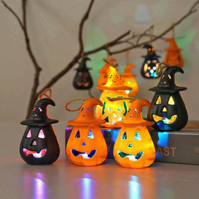 国境を越えたハロウィーンの手提げカボチャの頭カボチャのランプの場所の雰囲気配置道具LEDカボチャのランプのペンダント|undefined