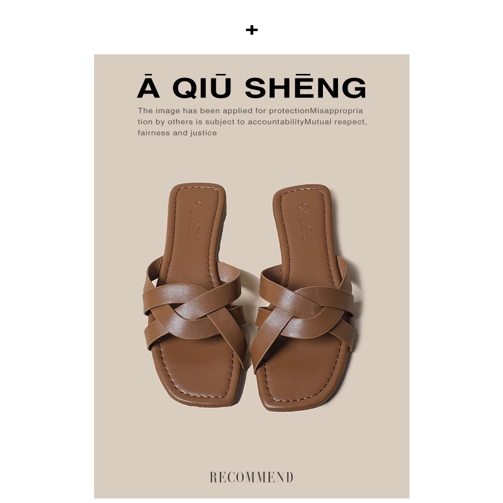 Pantofole a fondo piatto Le donne indossano sandali romani intrecciati dal nuovo design estivo Infradito in morbida pelle stile fata_voghion.com