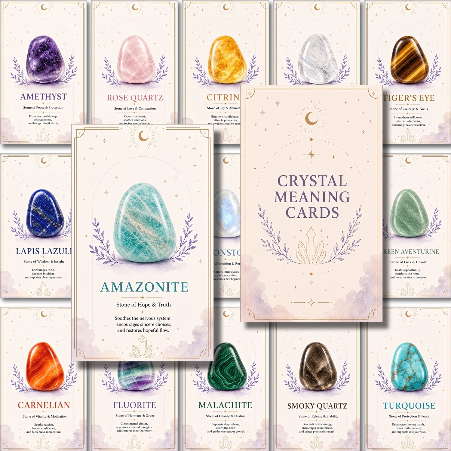 Crossing the Amazon Temu Crystal Meaning Cards Natural Mineral Energy Interpretation Cards Collection Guide Cards