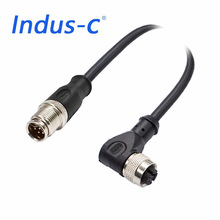 医疗防水连接器连接线线束线缆PVC耐寒M12Y型8芯屏蔽公直对母弯