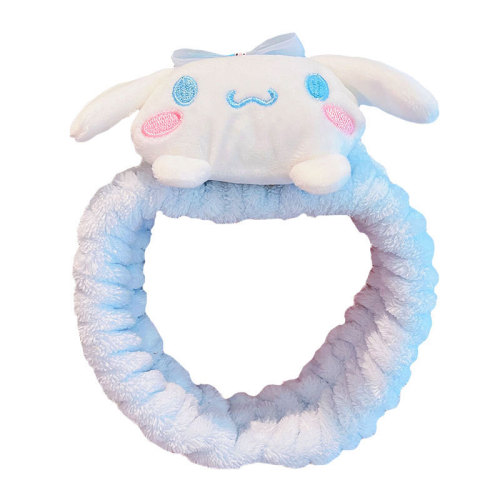Children's cute three-dimensional doll headband plush cinnamon dog girl headwear facial mask makeup face wash headband hair accessories