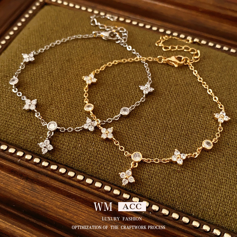 Zircon diamante pulsera de flores de moda de viaje versátil pulsera lujo ligero de alta calidad fábrica de joyas de moda