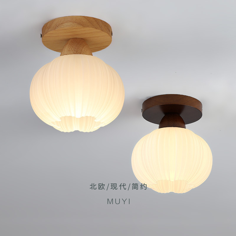 原木色过道灯花朵吸顶灯玄关入户走廊衣帽间灯餐厅床头吊灯北欧风