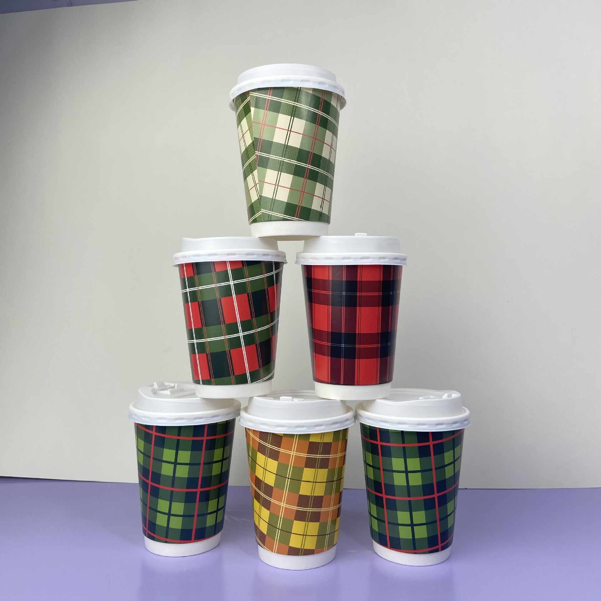 14oz Drinks double-deck disposable paper cup Film Mug thickening heat insulation Hands paper cup