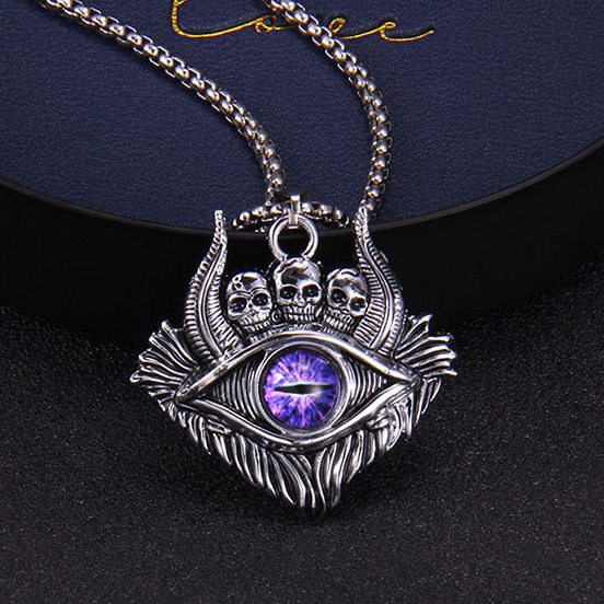 1 Piece Cool Style Devil'S Eye Skull Stainless Steel Plating Inlay Glass Bead Pendant Necklace_colorza_5
