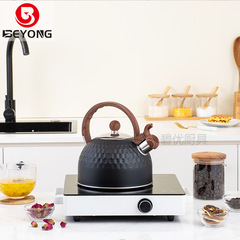 BEYONG黑色錘紋鳴笛燒水壺2.5升 亞馬遜跨境飲水用具鳴音壺口哨壺