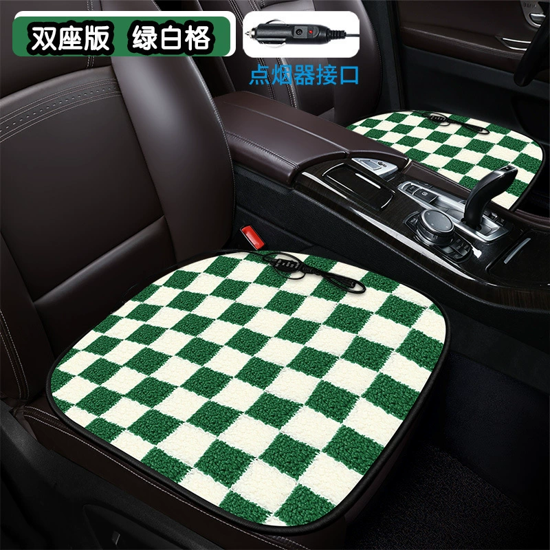 Heated car seat cushion, flowered cartoon design, USB or cigarette‑lighter, single/double sizes