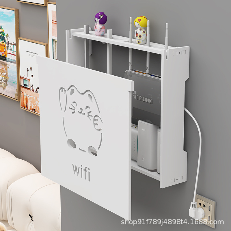 多媒体遮挡箱客厅无线路由器电表箱收纳盒壁挂免打孔装饰画集线盒