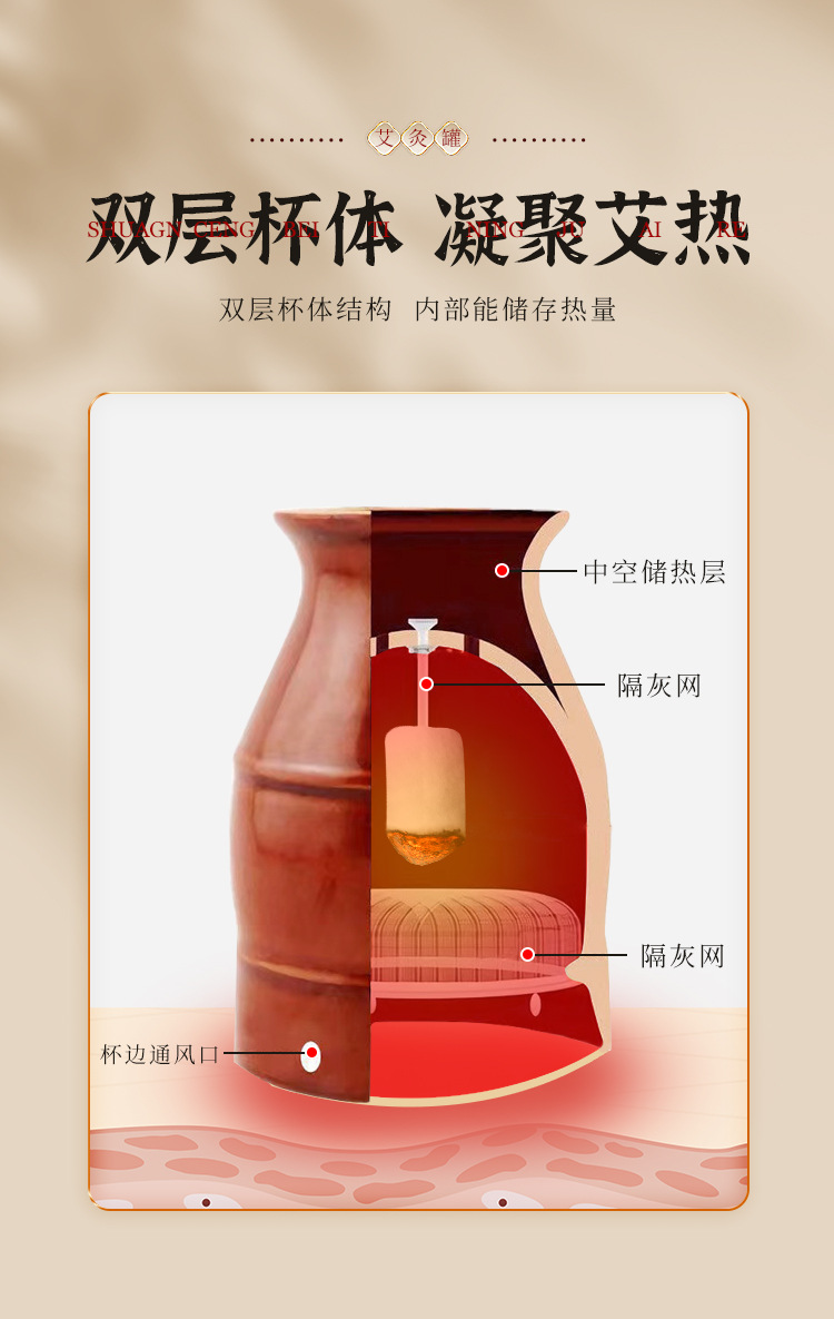 Ceramic Moxa Burner Jar with Ash Screen Portable Moxibustion Cup for Home and Beauty Salon Use quality and texture