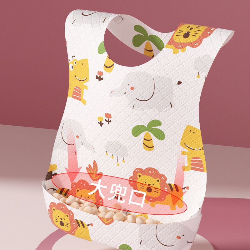 Baodón desechable para niños paquete independiente para bebés bolsas de comida bebés toallas de saliva sin lavado delantal impermeable al por mayor