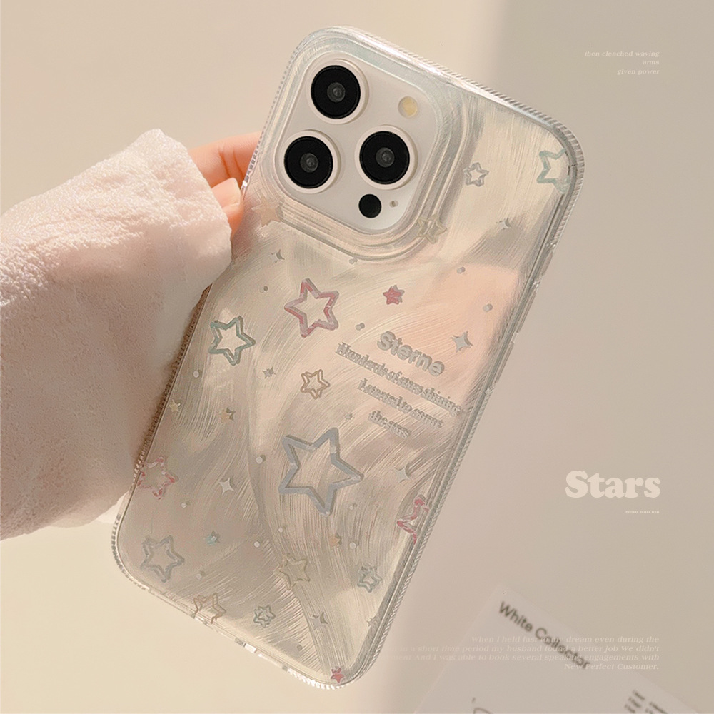 Funda de teléfono con diseño de estrella hueca y plumas para iPhone 15, compatible con Apple 17, a prueba de golpes 12, estilo coreano 14 Pro Max, nicho 16.