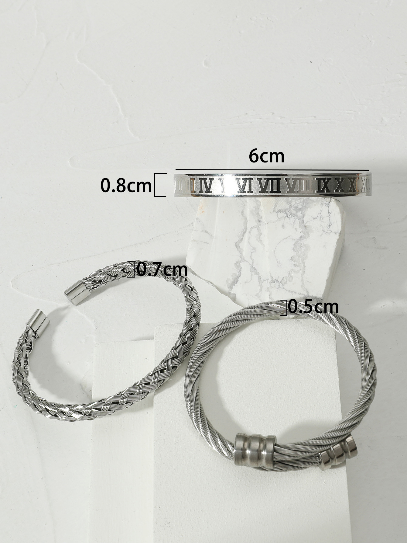 Simple Style Letter Solid Color Titanium Steel Plating Bangle 1 Set