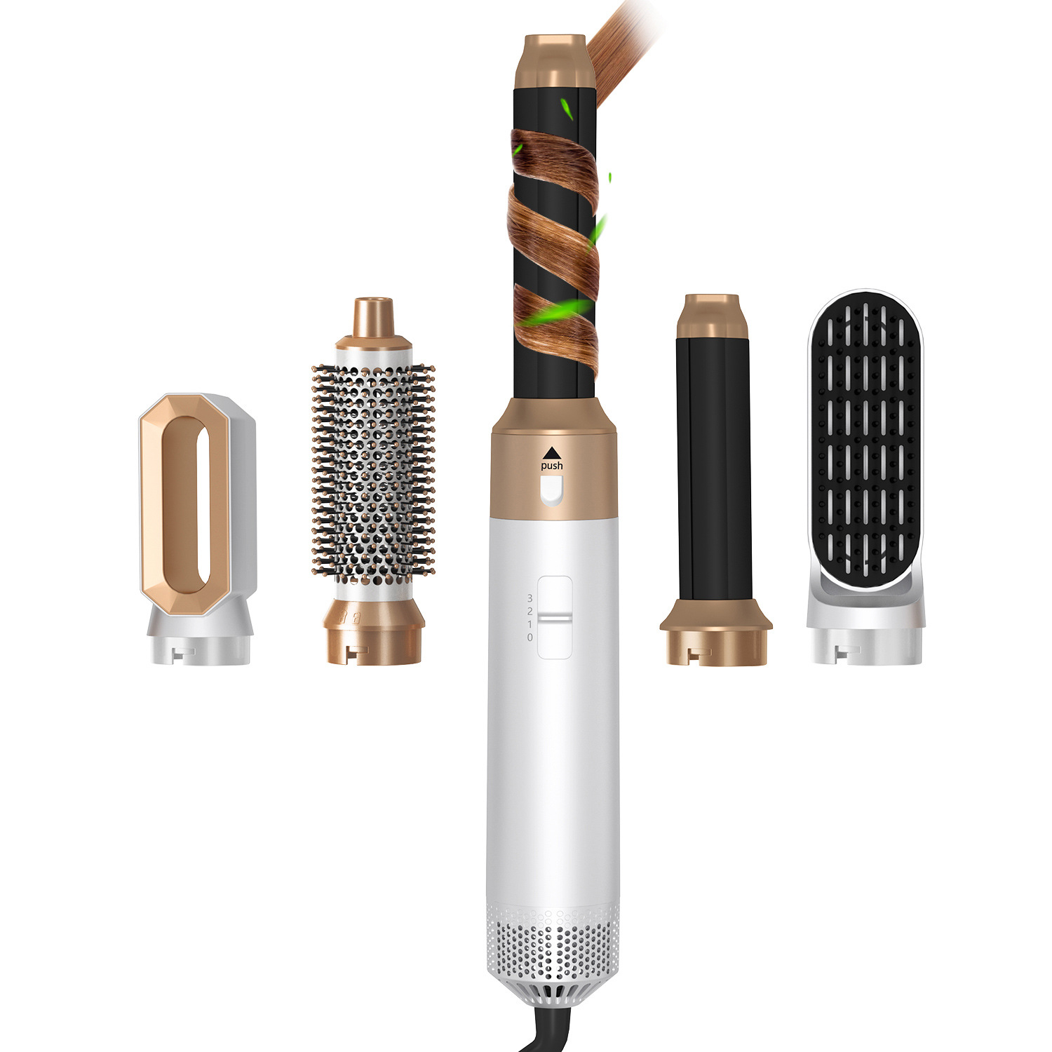 Cross-border Multifunctional Hot Air Comb 5-in-1 Automatic Curling Wand, Suction Dryer, Hair Styling And Straightening_voghion.com