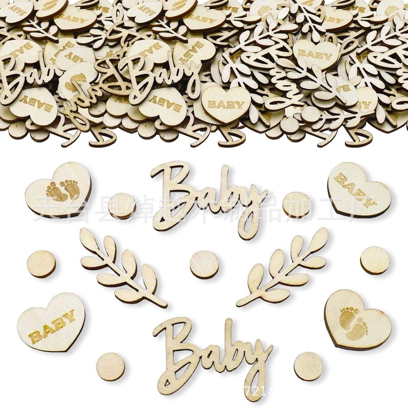 100 pieces of baby baptism decorative leaves wood pieces Baby shooting props table throwing bear wooden ornaments 100 pieces of baby baptism decorative leaves wood pieces Baby shooting props table throwing bear wooden ornaments